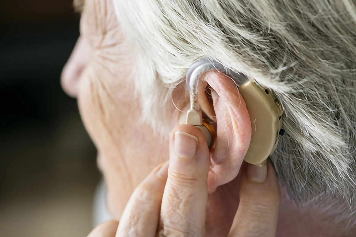 Image of a patient with a hearing aid