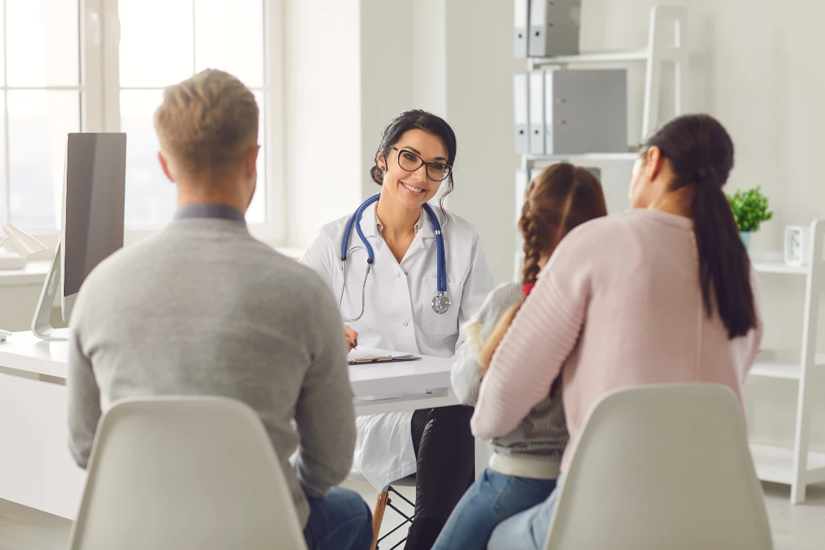 a doctor and family